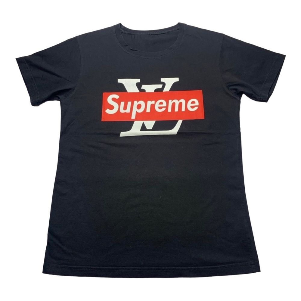 Basic Tee‎ Men’s Black Large T-shirt with Red and White prints